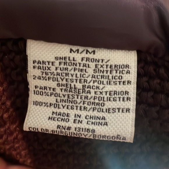 Sebby Vest Womens Size Medium Dark Burgundy Plush Faux-Fur Indie Rock Like new - Picture 3 of 4